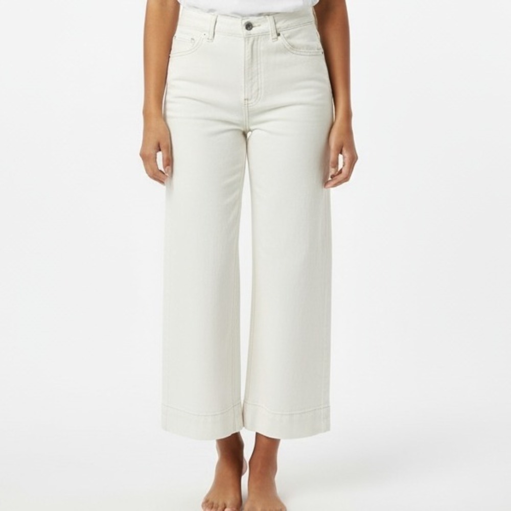 AG Adriano Goldschmied Rosie Wide Leg Crop Jeans White Womens Size 27R Trendy